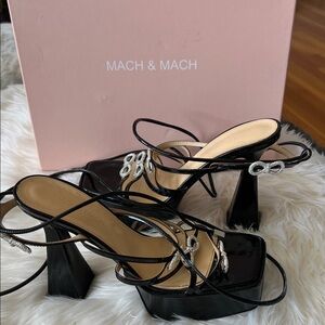 MACH & MACH Black Heels with Silver Accents